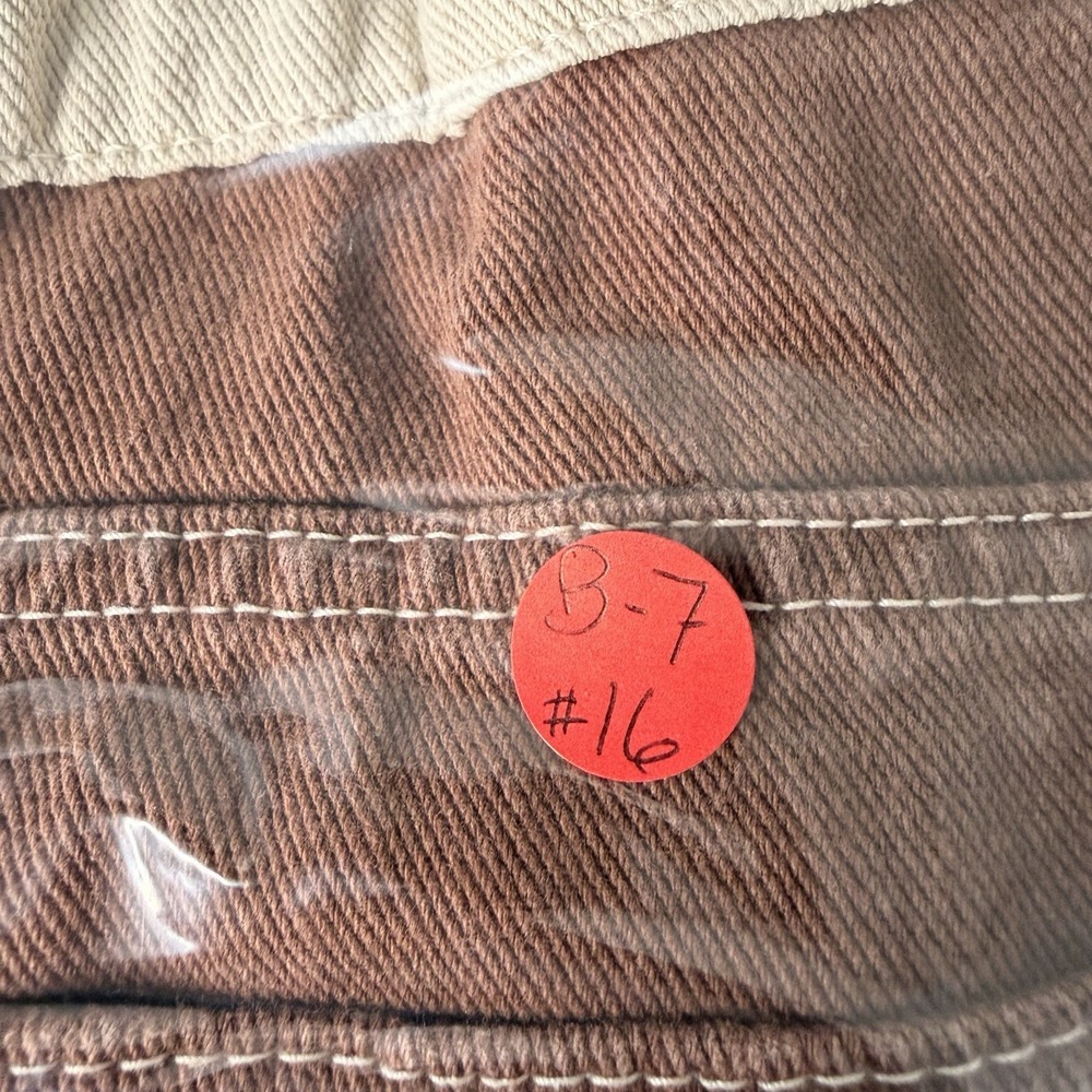 Unisex Ultra High Waisted Patched Denim Dad Jean Brown/beige Size 36X28 - Picture 16 of 16